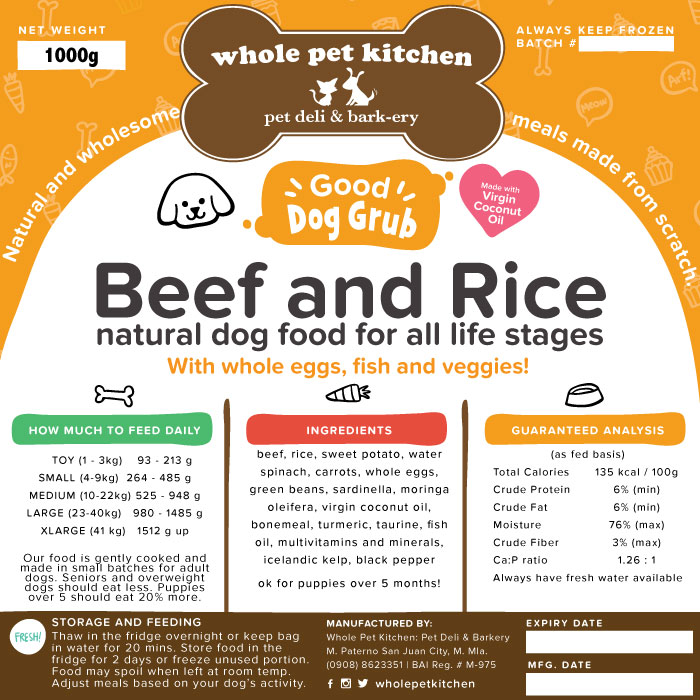 Beef and Rice Good Dog Grub (gluten-free) dog food 1kg - Image 2